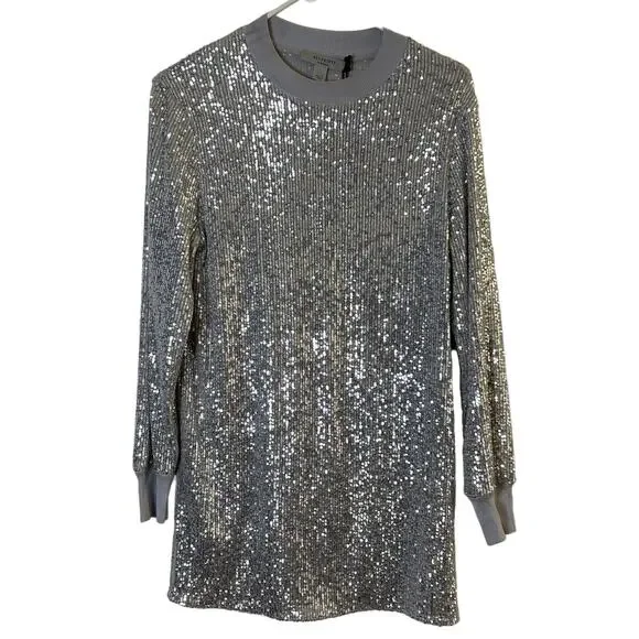 ALLSAINTS Juela Sequin Long Sleeve Mini Dress